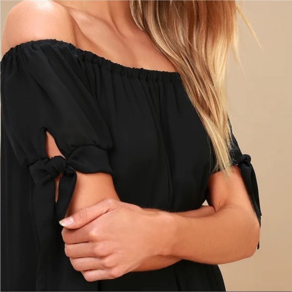 Lulus Moment In The Sun Black Lace Off-the-shoulder Dress - Picture 6 of 10